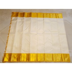2G Pure Kanjivaram Silk Saree Off White with Rich Gold Zari Border | Bridal Muhurtham Collection | Prahla Silks
