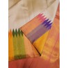 2G Pure Kanjivaram Silk Saree Off White with Multicolour Temple Border & Mustard Gold Pallu | Prahla Silks