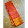 2G Pure Kanjivaram Silk Saree Orange with Pink Contrast & Rich Gold Zari Floral Brocade | Traditional Wedding Saree | Prahla Sil