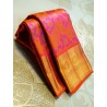 2G Pure Kanjivaram Silk Saree Orange with Pink Contrast & Rich Gold Zari Floral Brocade | Traditional Wedding Saree | Prahla Sil