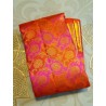 2G Pure Kanjivaram Silk Saree Orange with Pink Contrast & Rich Gold Zari Floral Brocade | Traditional Wedding Saree | Prahla Sil