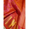 2G Pure Kanjivaram Silk Saree Orange with Pink Contrast & Rich Gold Zari Floral Brocade | Traditional Wedding Saree | Prahla Sil