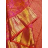 2G Pure Kanjivaram Silk Saree Orange with Pink Contrast & Rich Gold Zari Floral Brocade | Traditional Wedding Saree | Prahla Sil