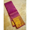 2G Pure Kanjivaram Silk Saree Magenta with Gold Zari & Peacock Border | Bridal Silk Saree | Prahla Silks