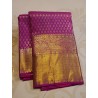 2G Pure Kanjivaram Silk Saree Magenta with Gold Zari & Peacock Border | Bridal Silk Saree | Prahla Silks