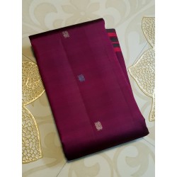 2G Pure Kanjivaram Silk Saree Deep Wine Maroon with Gold Zari Buttas & Paisley Pallu | Prahla Silks