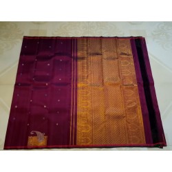 2G Pure Kanjivaram Silk Saree Deep Wine Maroon with Gold Zari Buttas & Paisley Pallu | Prahla Silks