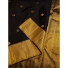 2G Pure Kanjivaram Silk Saree Black with Gold Zari Border & Gold Butta | Rich Traditional Silk Saree | Prahla Silks
