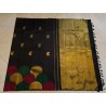 2G Pure Kanjivaram Silk Saree Black with Multicolour Scalloped Border & Gold Zari Mango Buttas  | Prahla Silks