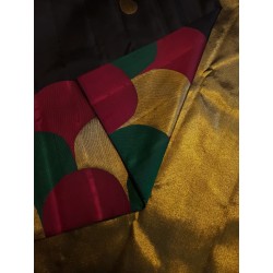 2G Pure Kanjivaram Silk Saree Black with Multicolour Scalloped Border & Gold Zari Mango Buttas  | Prahla Silks