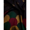 2G Pure Kanjivaram Silk Saree Black with Multicolour Scalloped Border & Gold Zari Mango Buttas  | Prahla Silks