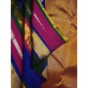 2G Pure Kanjivaram Silk Saree Gold Tissue with Multicolour Stripes & Pink Border | Prahla Silks