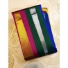2G Pure Kanjivaram Silk Saree Gold Tissue with Multicolour Stripes & Pink Border | Prahla Silks