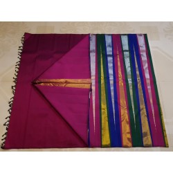 2G Pure Kanjivaram Silk Saree Gold Tissue with Multicolour Stripes & Pink Border | Prahla Silks