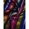 2G Pure Kanjivaram Silk Saree Gold Tissue with Multicolour Stripes & Pink Border | Prahla Silks
