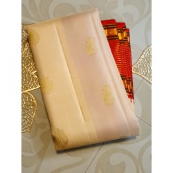 2G Pure Kanjivaram Silk Saree Off White with Red Contrast Border & Gold Elephant Butta | Prahla Silks