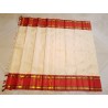 2G Pure Kanjivaram Silk Saree Off White with Red Contrast Border & Gold Elephant Butta | Prahla Silks