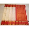 2G Pure Kanjivaram Silk Saree Off White with Red Contrast Border & Gold Elephant Butta | Prahla Silks