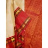 2G Pure Kanjivaram Silk Saree Off White with Red Contrast Border & Gold Elephant Butta | Prahla Silks