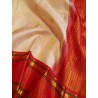 2G Pure Kanjivaram Silk Saree Off White with Red Contrast Border & Gold Elephant Butta | Prahla Silks