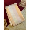 2G Pure Kanjivaram Silk Saree Off White with Rose Pink Zari Border & Geometric Temple Design | Prahla Silks