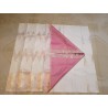2G Pure Kanjivaram Silk Saree Off White with Rose Pink Zari Border & Geometric Temple Design | Prahla Silks