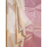 2G Pure Kanjivaram Silk Saree Off White with Rose Pink Zari Border & Geometric Temple Design | Prahla Silks