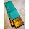 2G Pure Kanjivaram Silk Saree Teal Green with Deep Maroon Contrast & Gold Zari Peacock Border | Prahla Silks