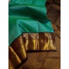 2G Pure Kanjivaram Silk Saree Teal Green with Deep Maroon Contrast & Gold Zari Peacock Border | Prahla Silks