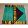 2G Pure Kanjivaram Silk Saree Teal Green with Deep Maroon Contrast & Gold Zari Peacock Border | Prahla Silks