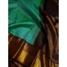 2G Pure Kanjivaram Silk Saree Teal Green with Deep Maroon Contrast & Gold Zari Peacock Border | Prahla Silks