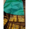 2G Pure Kanjivaram Silk Saree Teal Green with Deep Maroon Contrast & Gold Zari Peacock Border | Prahla Silks