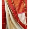 2G Pure Kanjivaram Silk Saree Off White with Red Contrast Border & Gold Elephant Butta | Prahla Silks