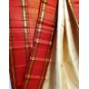 2G Pure Kanjivaram Silk Saree Off White with Red Contrast Border & Gold Elephant Butta | Prahla Silks