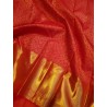 3G Pure Kanjivaram Silk Saree Vermilion Red with Gold Zari Brocade & Rich Pallu | Prahla Silks