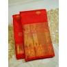4G Pure Kanjivaram Silk Saree Red with Gold Zari Butta Checks & Rich Peacock Border | Prahla Silks