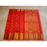 4G Pure Kanjivaram Silk Saree Red with Gold Zari Butta Checks & Rich Peacock Border | Prahla Silks