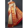 Tissue Kanjivaram Silk Saree with silver zari with Golden chilli red Border