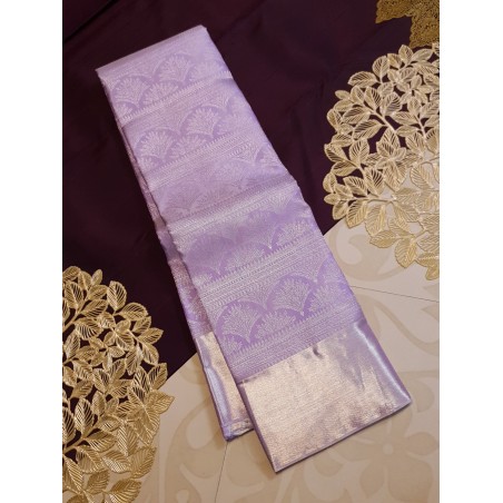 2G Pure Brocade Kanchipuram Silk SareeL lavender antique silver silk saree