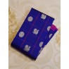 Royal Blue Borderless Kanchivaram with Mayil Chakram Buttas and Rani Pink Silver Zari Pallu