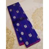 Royal Blue Borderless Kanchivaram with Mayil Chakram Buttas and Rani Pink Silver Zari Pallu