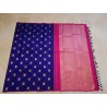 Royal Blue Borderless Kanchivaram with Mayil Chakram Buttas and Rani Pink Silver Zari Pallu