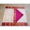 Traditional korvai kanchipuram silk saree with luxurious pink pallu accent