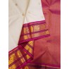 Traditional korvai kanchipuram silk saree with luxurious pink pallu accent