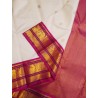 Traditional korvai kanchipuram silk saree with luxurious pink pallu accent