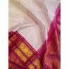 Traditional korvai kanchipuram silk saree with luxurious pink pallu accent