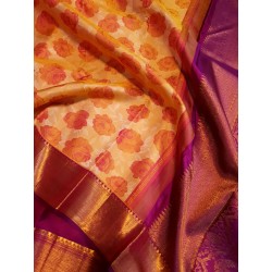 2G Pure Brocade Kanchipuram Silk Saree roses