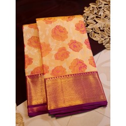 2G Pure Brocade Kanchipuram Silk Saree roses