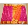 Pure Kanchi Silk Saree in pink with mustard Border with Gold Zari