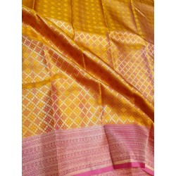 Pure Kanjivaram Silk Saree - Orange-pink